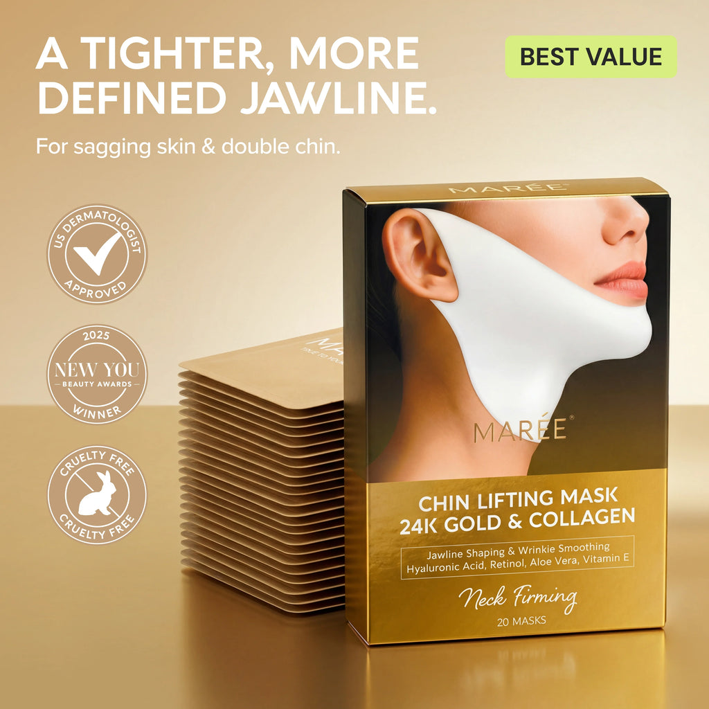 24K Gold V-Line Lifting Mask – Collagen Jawline & Neck Firming Mask (20 PCS)