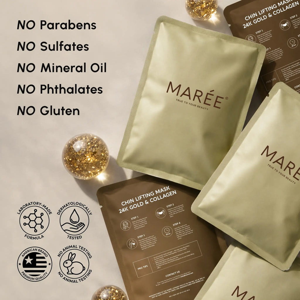 24K Gold V-Line Lifting Mask – Collagen Jawline & Neck Firming Mask (20 PCS)