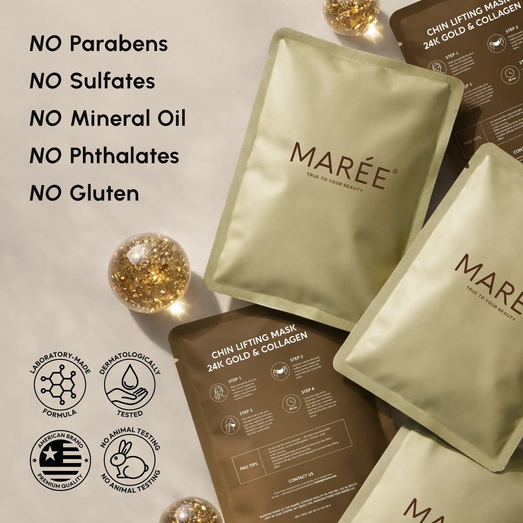24K Gold V-Line Lifting Mask – Collagen Jawline & Neck Firming Mask (20 PCS)