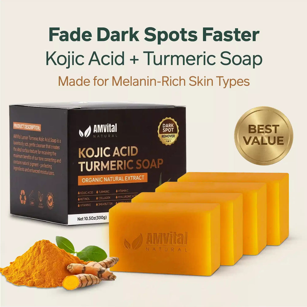 AMVital Turmeric Kojic Acid Soap Bar for Dark Spots & Uneven Tone
