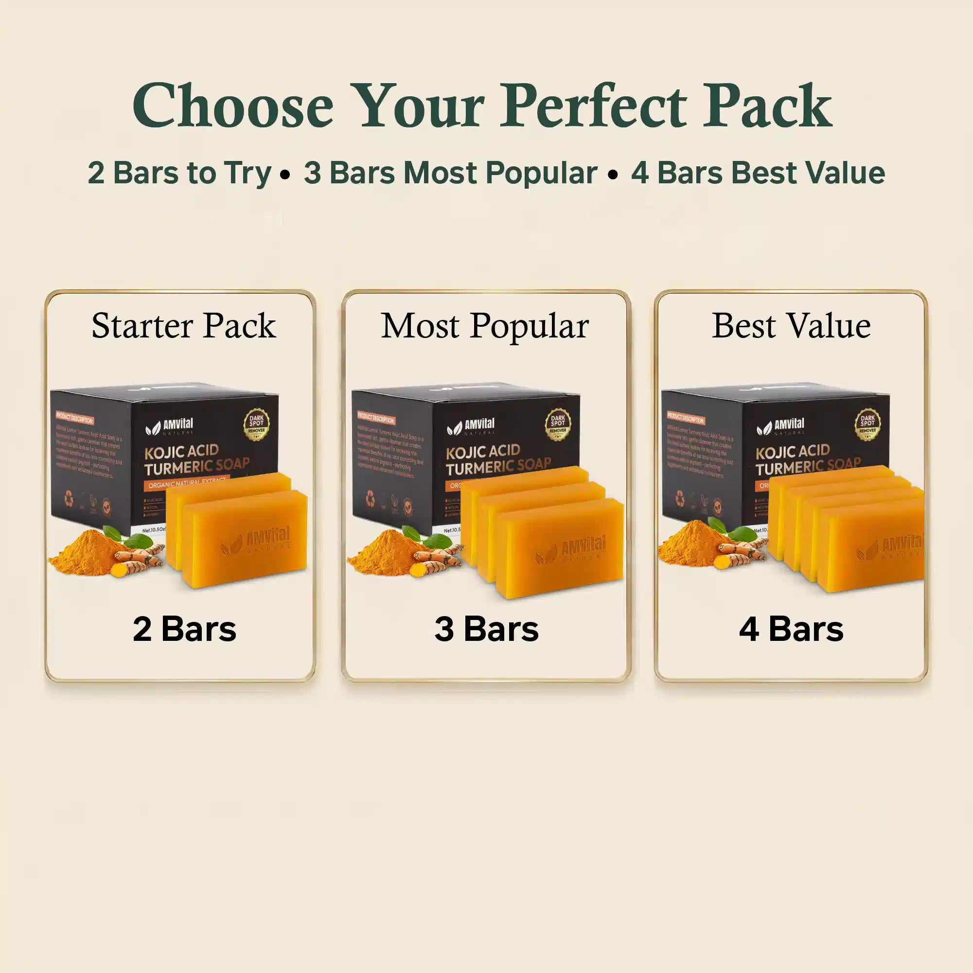 AMVital Turmeric Kojic Acid Soap Bar for Dark Spots & Uneven Tone