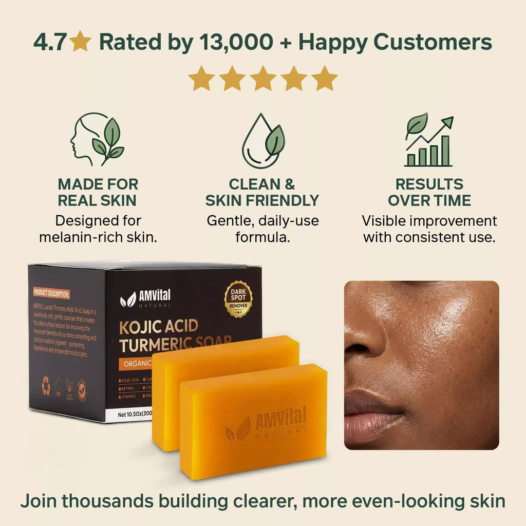 AMVital Turmeric Kojic Acid Soap Bar for Dark Spots & Uneven Tone